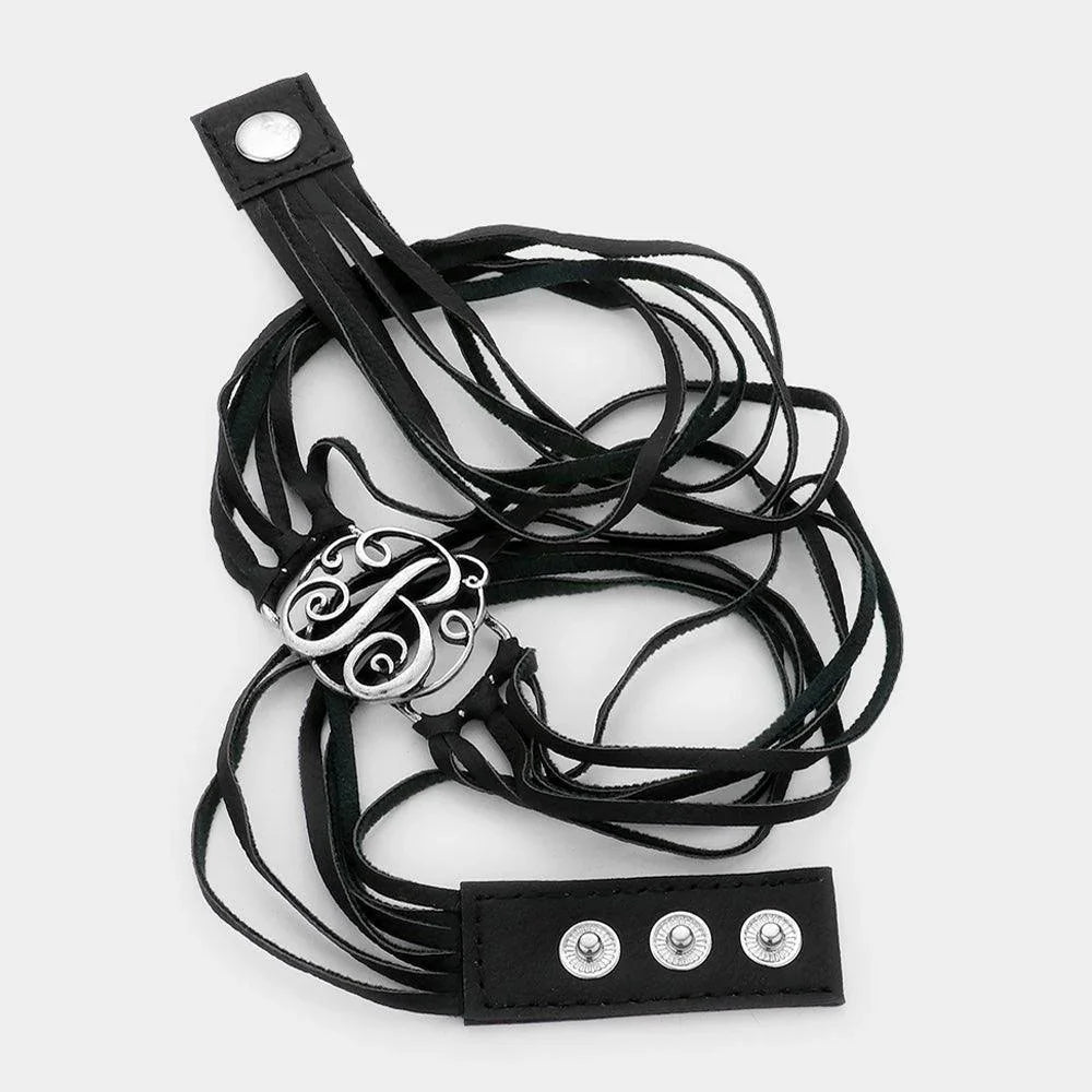 Letter B Monogram Faux Leather Wrap Bracelet - Jewelry Store by Erik Rayo