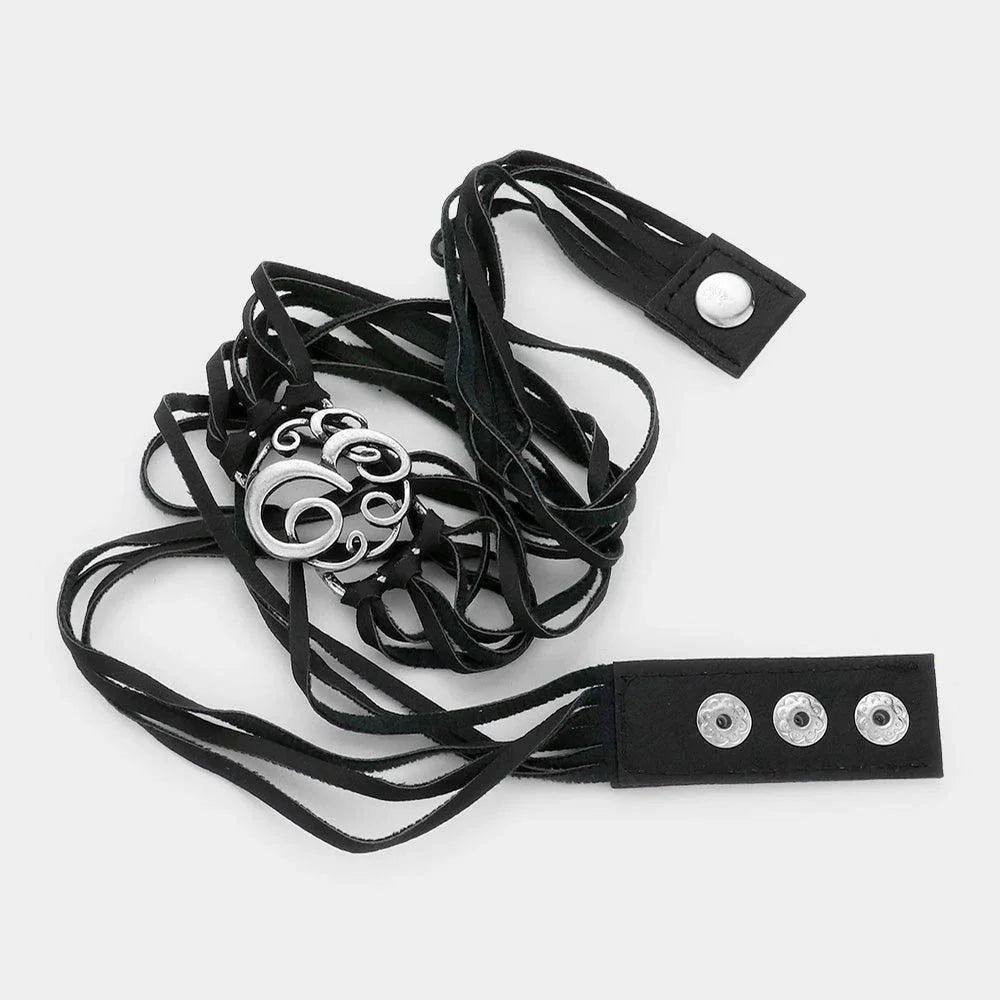 Letter E Monogram Faux Leather Wrap Bracelet - Jewelry Store by Erik Rayo