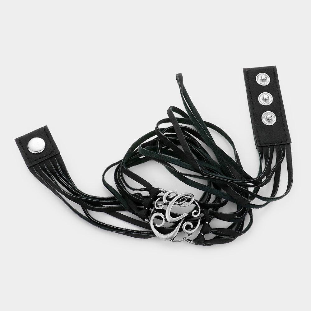 Letter G Monogram Faux Leather Wrap Bracelet - Jewelry Store by Erik Rayo