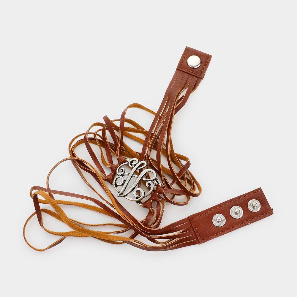 Letter V Monogram Faux Leather Wrap Bracelet - Jewelry Store by Erik Rayo