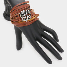 Load image into Gallery viewer, Letter V Monogram Faux Leather Wrap Bracelet
