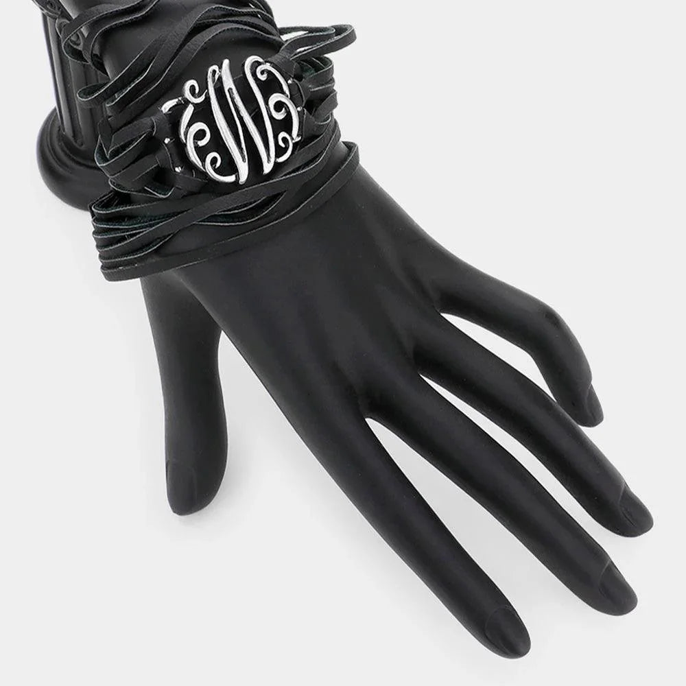 Letter W Monogram Faux Leather Wrap Bracelet - Jewelry Store by Erik Rayo