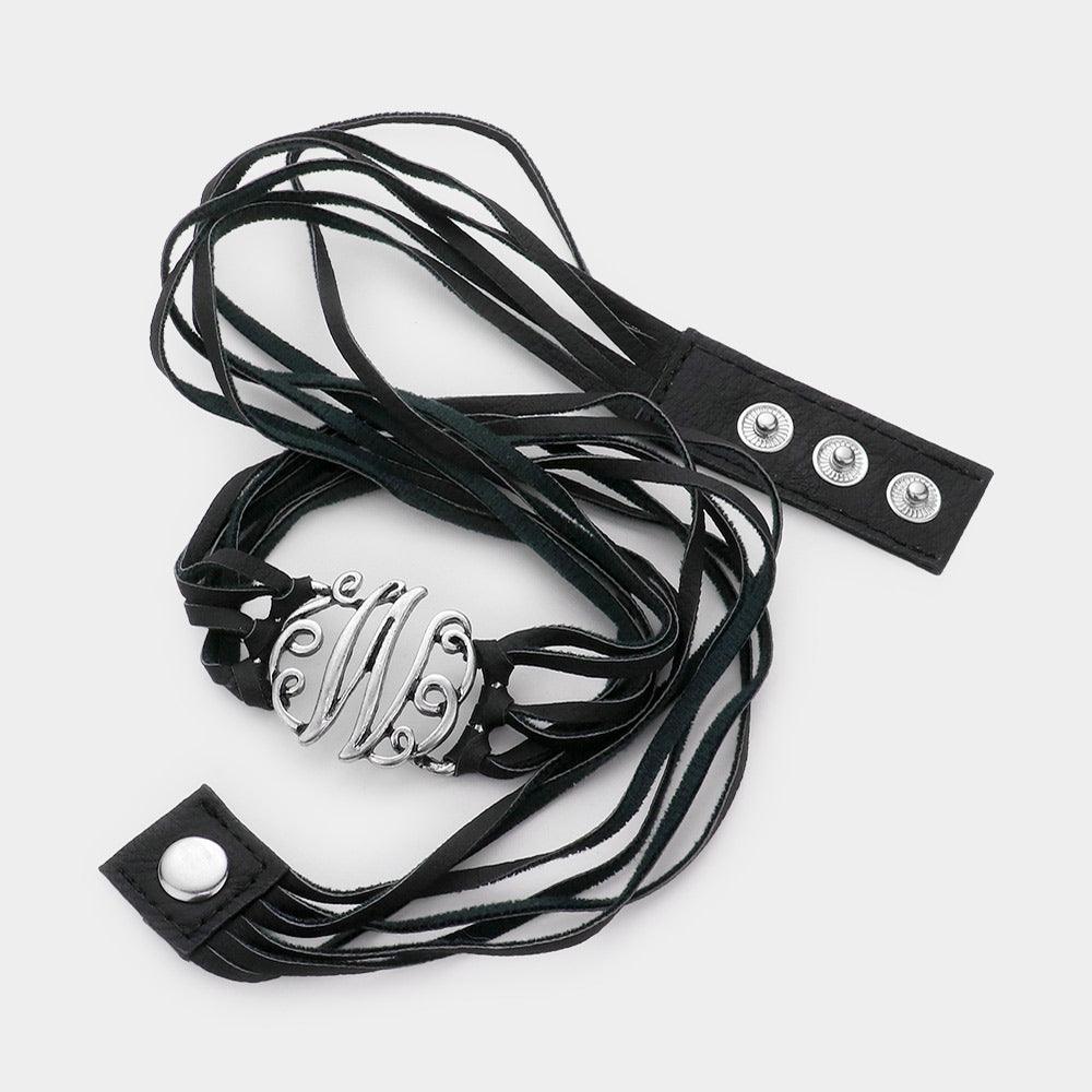 Letter W Monogram Faux Leather Wrap Bracelet - Jewelry Store by Erik Rayo