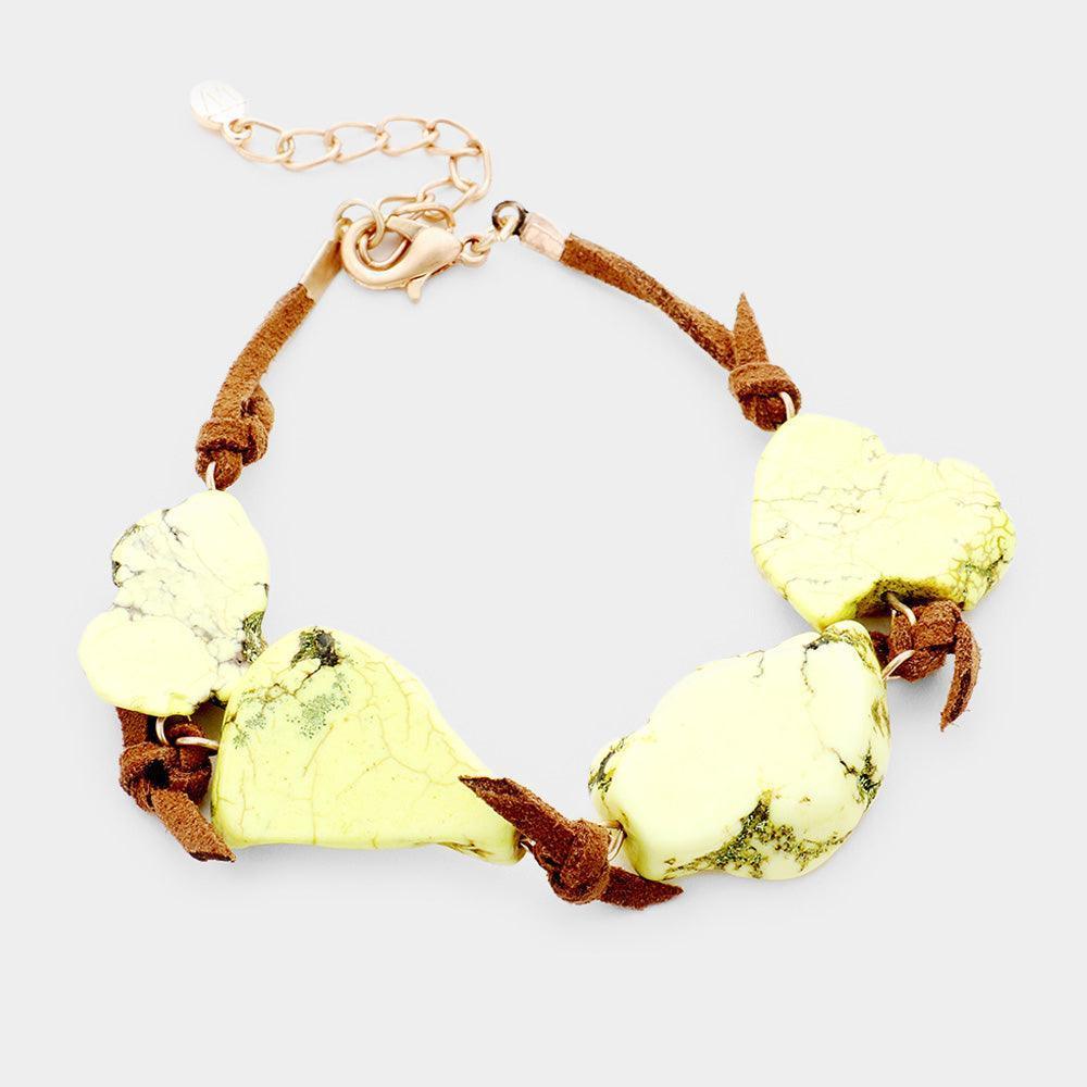 Yellow Natural Stone Suede Knotted Bracelet - Jewelry Store by Erik Rayo