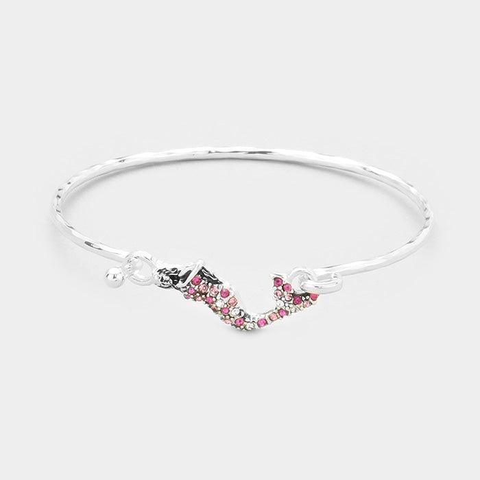 Silver Crystal Rhinestone Pave Mermaid Hook Bracelet - Jewelry Store by Erik Rayo