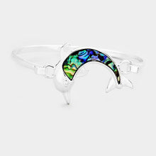 Load image into Gallery viewer, Silver Abalone Dolphin Hook Bracelet
