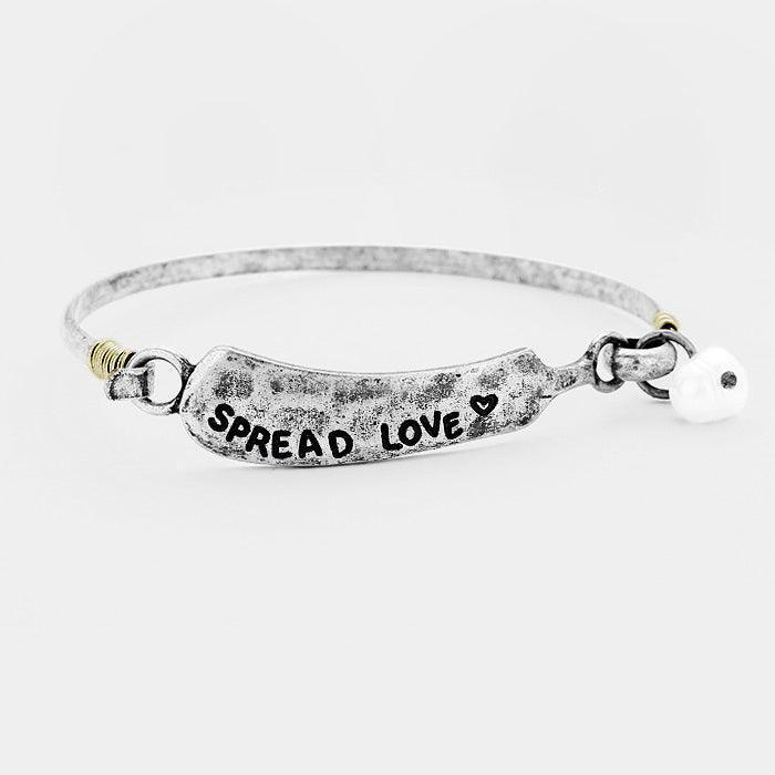 Silver Spread Love Pearl Burnished Metal Hook Bracelet - Jewelry Store by Erik Rayo