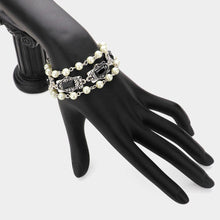 Load image into Gallery viewer, Silver Deco Pearl Toggle Bracelet
