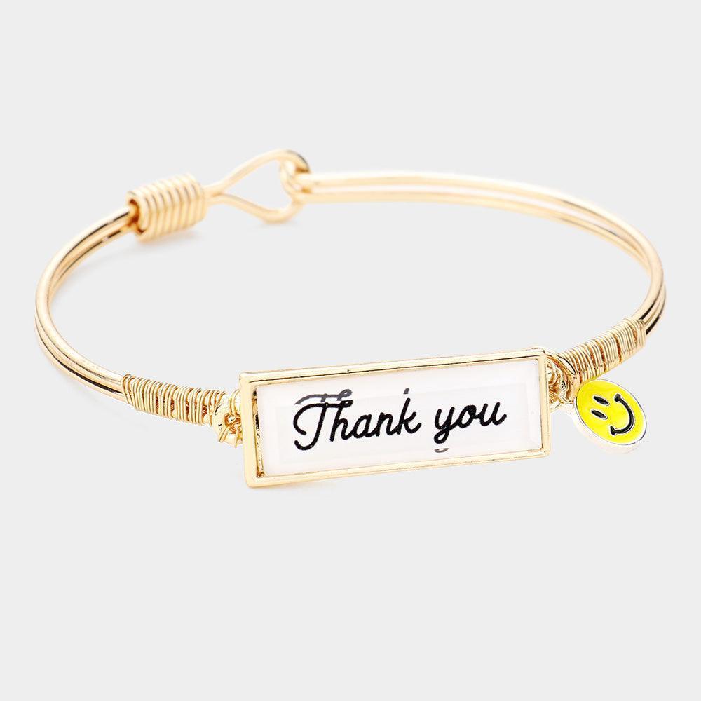 Two Tone Thank you Smile Charm Message Hook Bracelet - Jewelry Store by Erik Rayo