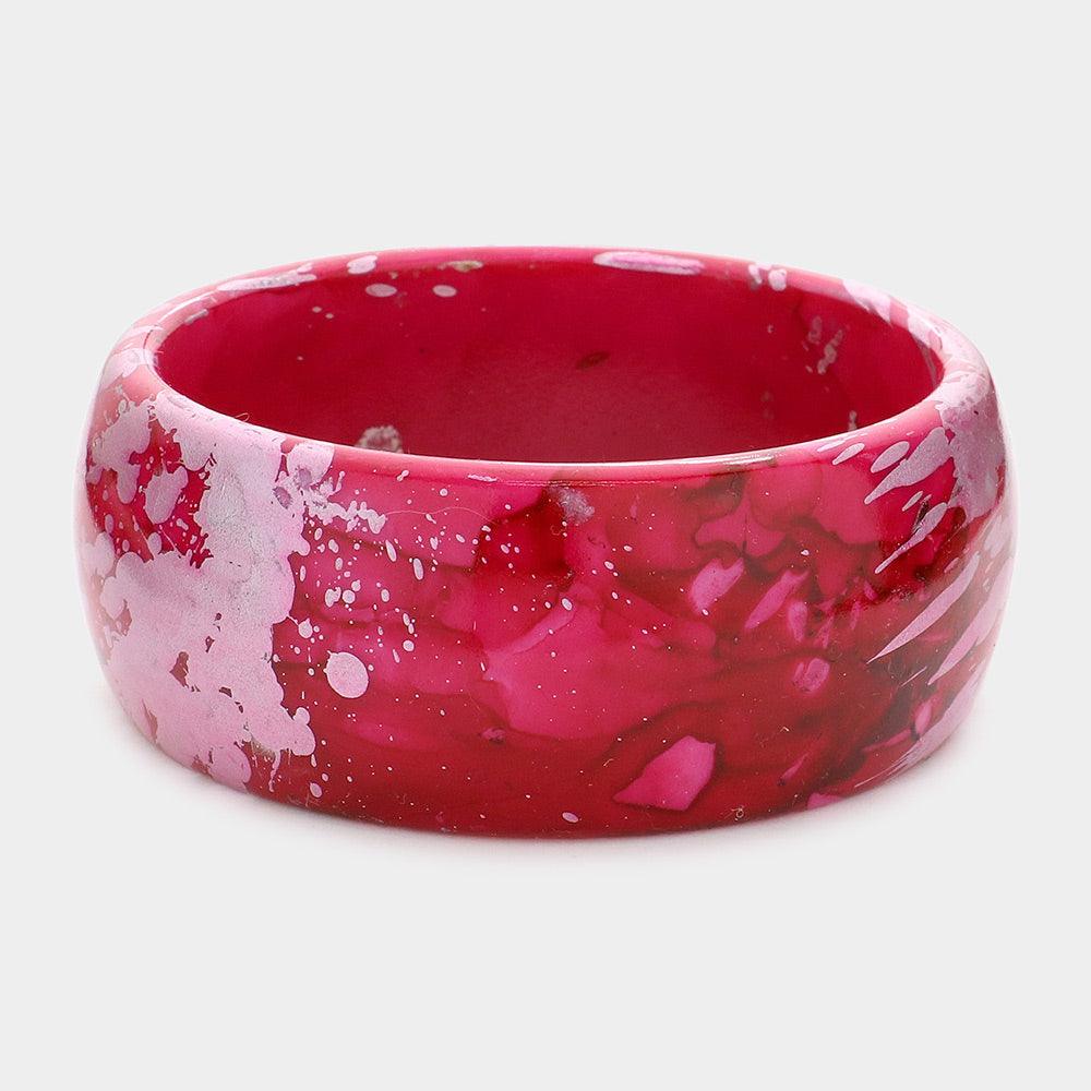 Fuchsia Marbled Resin Bangle Bracelet