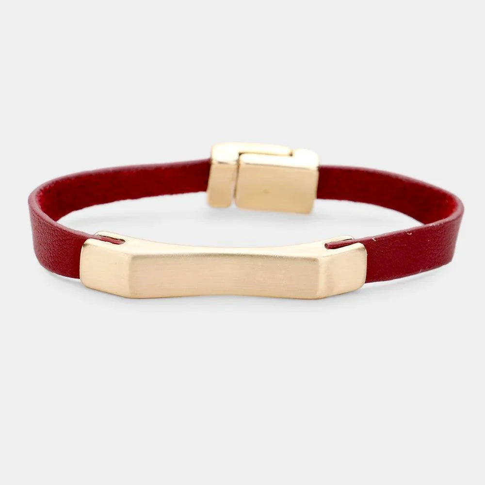 Gold Faux Leather Metal Magnetic Bracelet - Jewelry Store by Erik Rayo