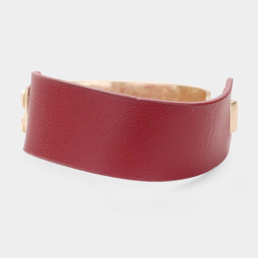 Gold Faux Leather Metal Hook Bracelet - Jewelry Store by Erik Rayo