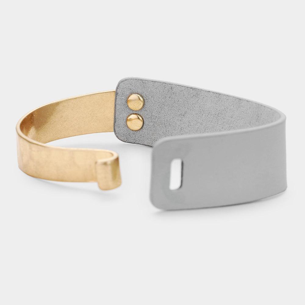 Gray Faux Leather Metal Hook Bracelet - Jewelry Store by Erik Rayo