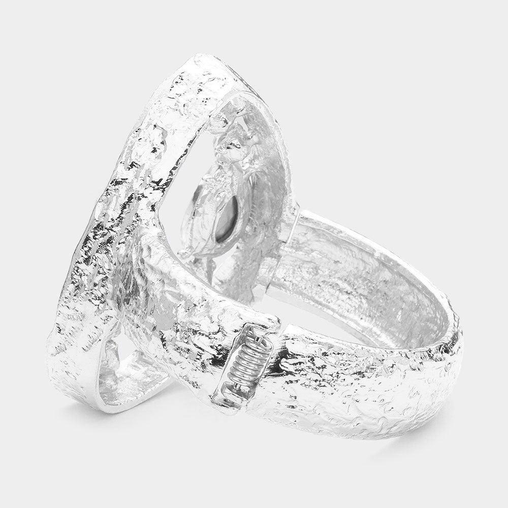 Multi Stone Embellished Metal Triangle Shaped Hinged Bracelet - Jewelry Store by Erik Rayo