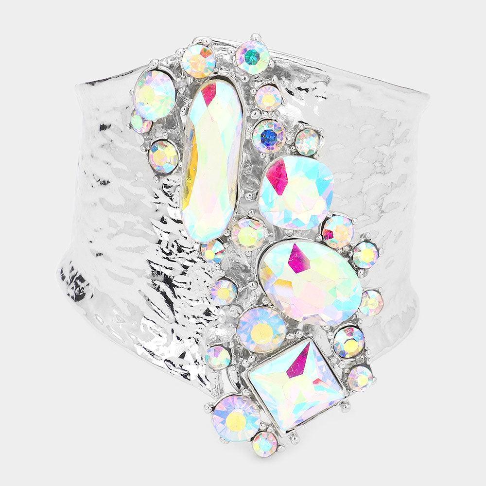 Multi Stone Embellished Hinged Bracelet - Jewelry Store by Erik Rayo