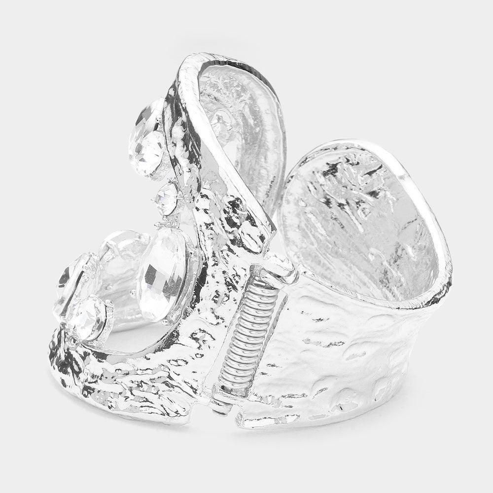 Multi Stone Embellished Irregular Square Hinged Bracelet - Jewelry Store by Erik Rayo