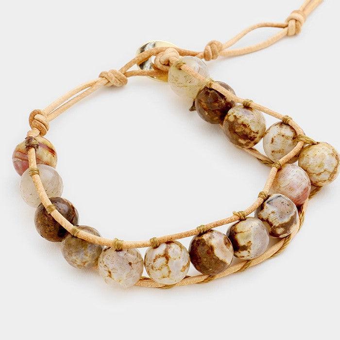 Gold Tied natural stone bead bracelet - Jewelry Store by Erik Rayo