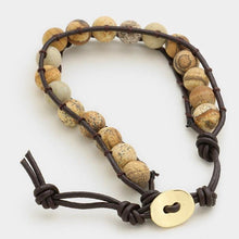 Load image into Gallery viewer, Gold Tied natural stone bead bracelet
