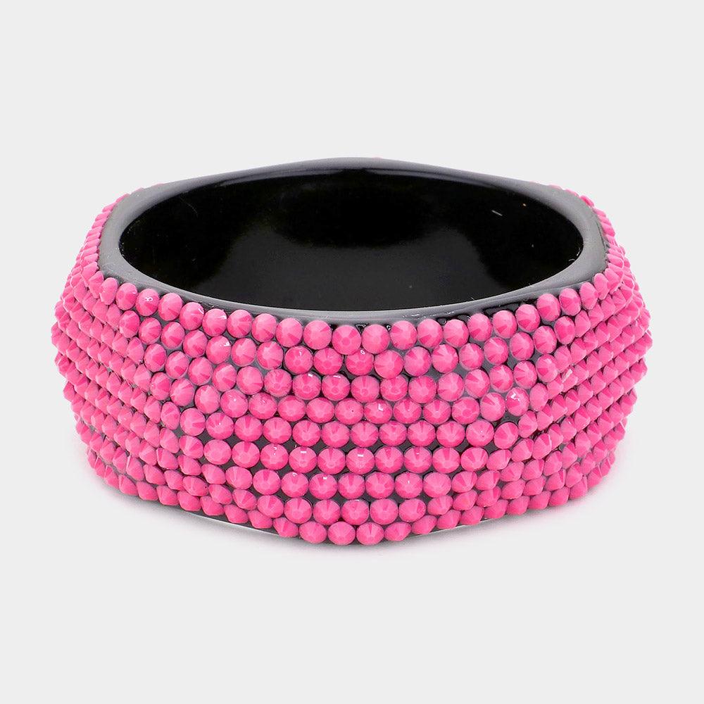 Pink Resin studded bangle bracelet