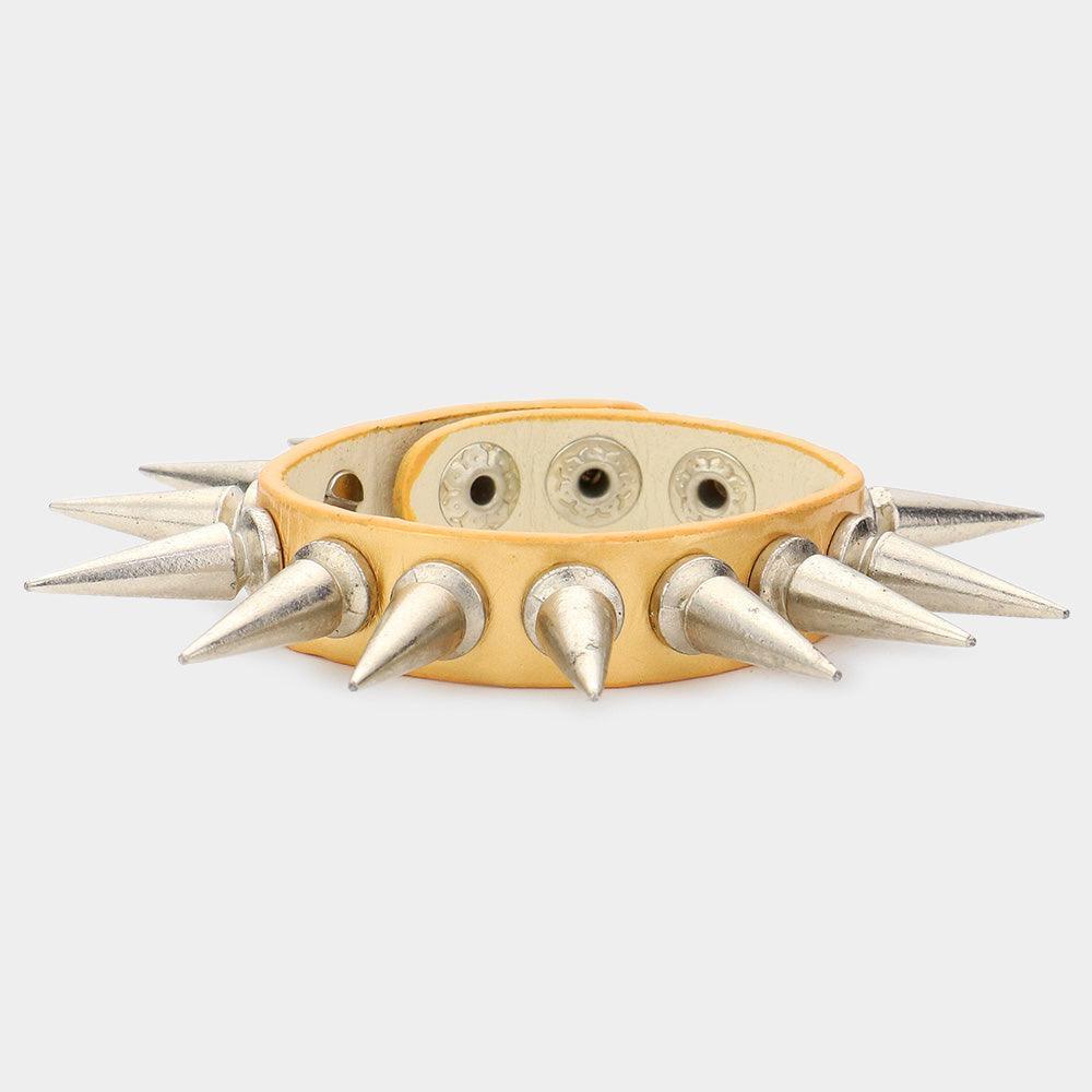 Brown Metal Spike Snap Button Bracelet - Jewelry Store by Erik Rayo