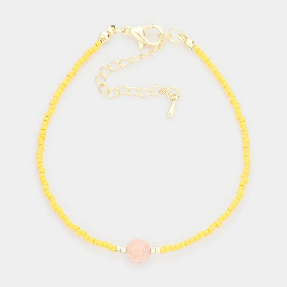 Yellow Natural Stone Accented Beaded Bracelet - Jewelry Store by Erik Rayo