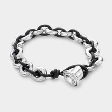 Load image into Gallery viewer, Silver Metal hoops &amp; leather bracelet
