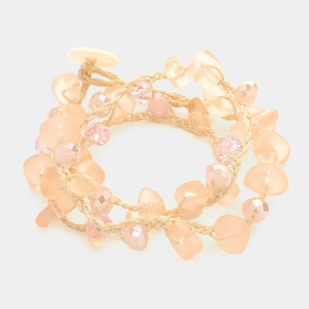 Pink Translucency Beaded Wrap Bracelet - Jewelry Store by Erik Rayo
