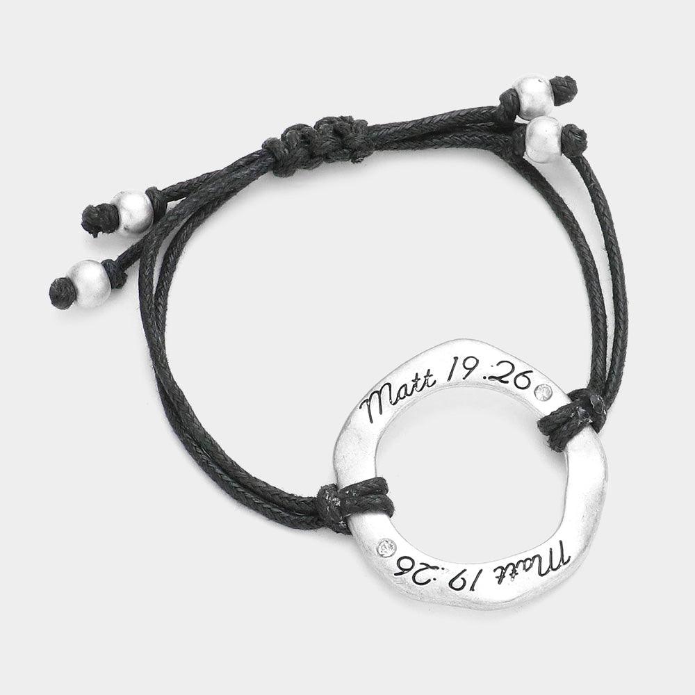 Black Matt 19 : 26 Bible Hoop Bracelet