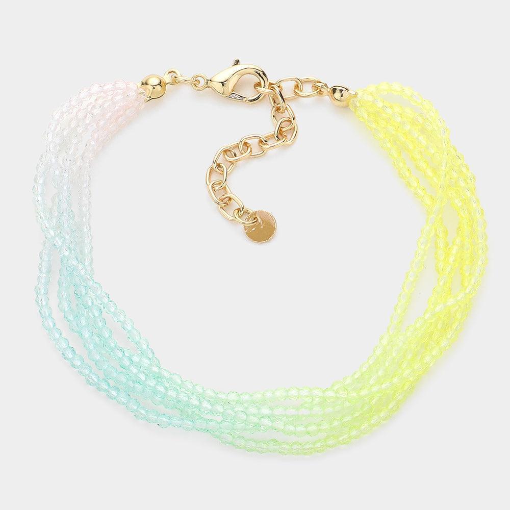 Green Gradation Seed Beaded Layered Bracelet - Jewelry Store by Erik Rayo