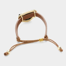 Load image into Gallery viewer, Gold Druzy Accented Faux Leather Cinch Bracelet
