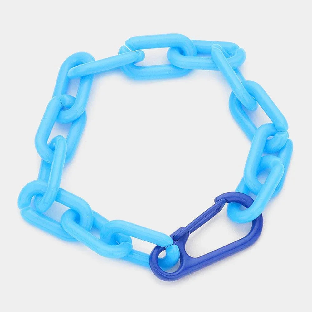 Turquoise Resin Open Oval Link Bracelet - Jewelry Store by Erik Rayo