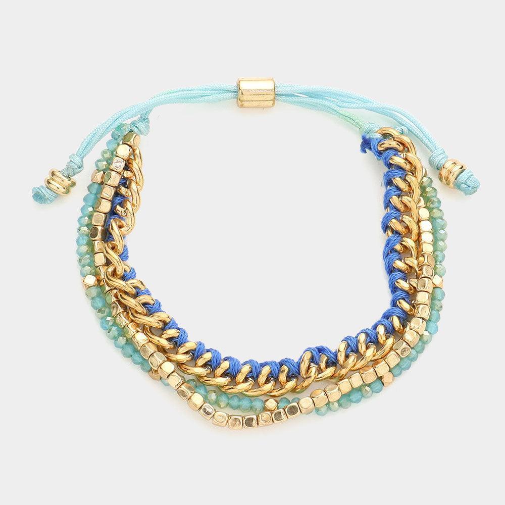 Turquoise Rustic Weave Adjustable Pull Tie Cinch Bracelet - Jewelry Store by Erik Rayo