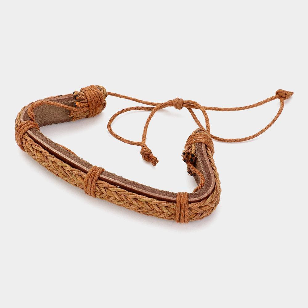 Brown Unisex Bohemian Wax Rope Braided Adjustable Bracelet - Jewelry Store by Erik Rayo