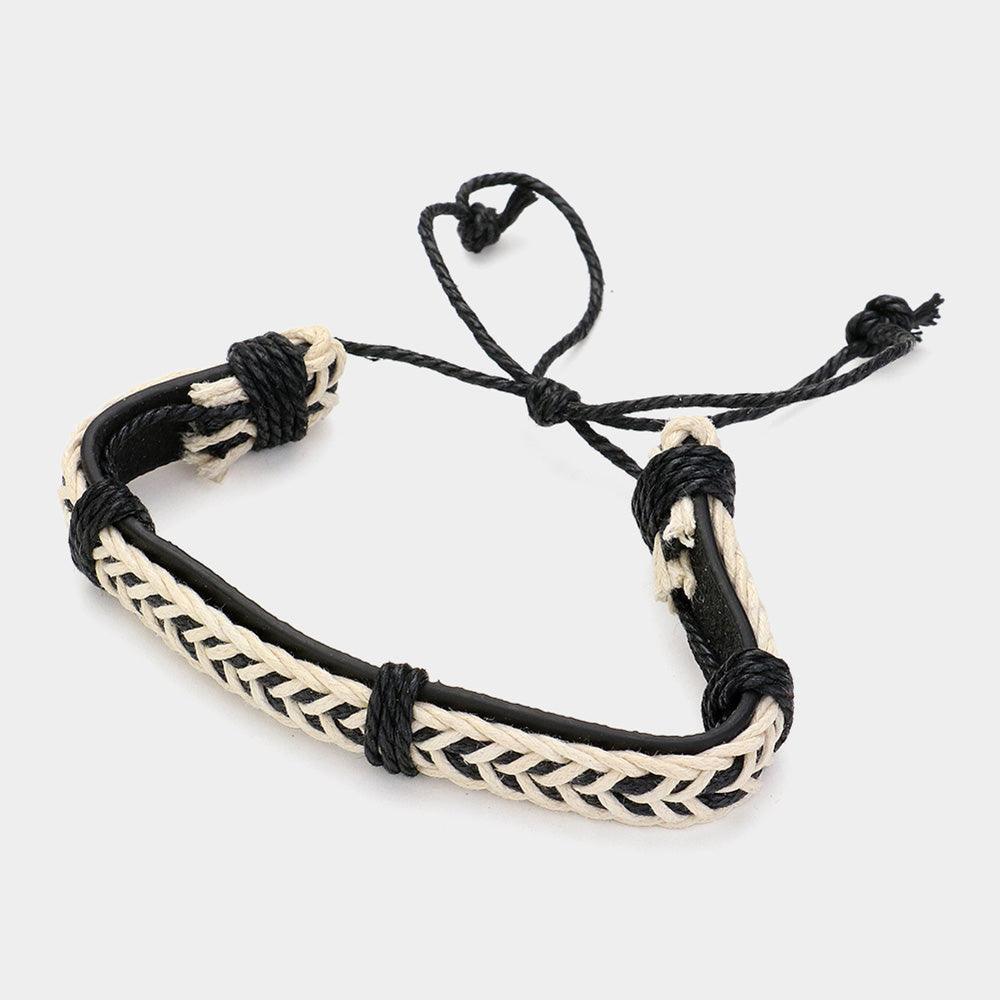 Black Unisex Bohemian Wax Rope Braided Adjustable Bracelet - Jewelry Store by Erik Rayo