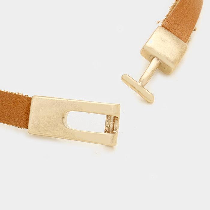 Rose Gold Geo hoop & faux leather bracelet - Jewelry Store by Erik Rayo