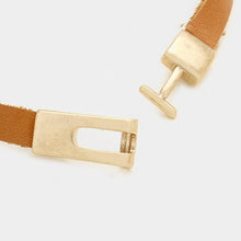 Load image into Gallery viewer, Rose Gold Geo hoop &amp; faux leather bracelet
