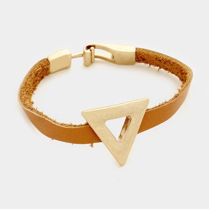 Rose Gold Geo hoop & faux leather bracelet - Jewelry Store by Erik Rayo
