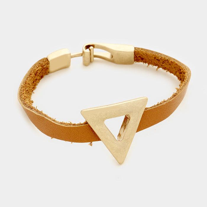 Rose Gold Geo hoop & faux leather bracelet