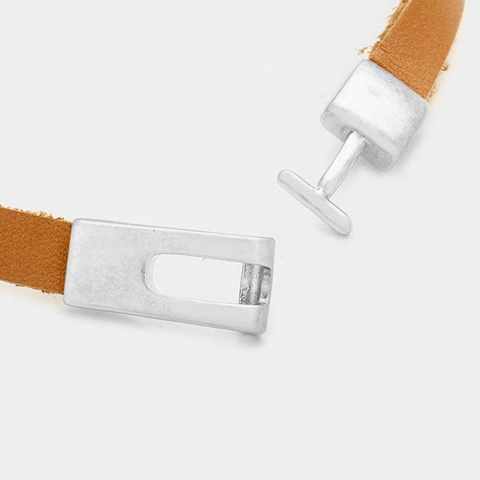 Silver Geo hoop & faux leather bracelet - Jewelry Store by Erik Rayo