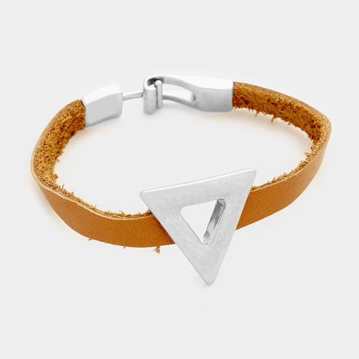 Silver Geo hoop & faux leather bracelet