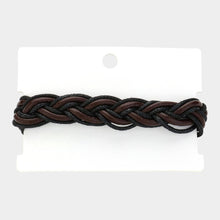 Load image into Gallery viewer, Brown Unisex Wax Rope Genuine Leather Braided Adjustable Bracelet
