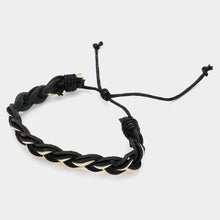 Load image into Gallery viewer, Black Unisex Wax Rope Genuine Leather Braided Adjustable Bracelet
