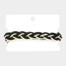 Load image into Gallery viewer, Black Unisex Wax Rope Genuine Leather Braided Adjustable Bracelet
