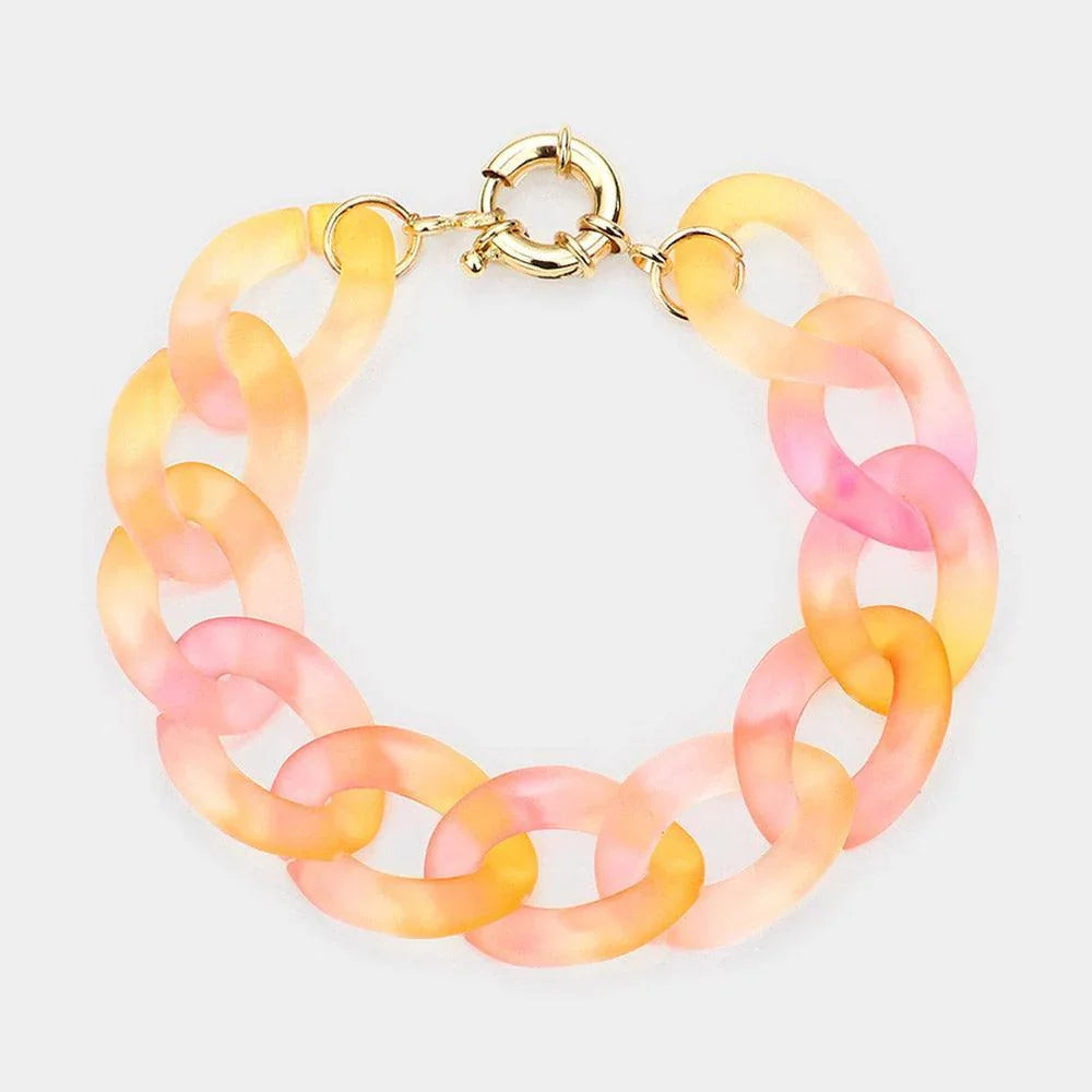Pink Ombre Resin Chain Link Bracelet - Jewelry Store by Erik Rayo