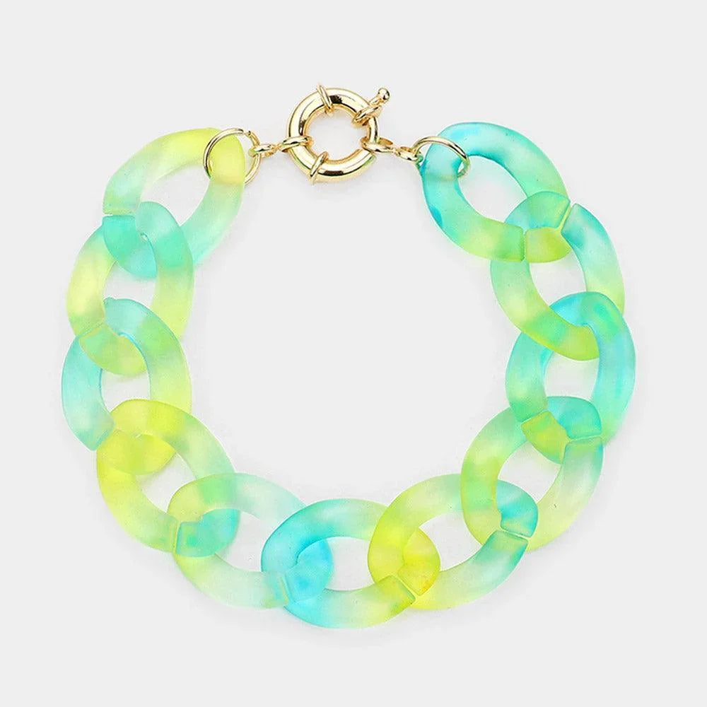 Turquoise Ombre Resin Chain Link Bracelet - Jewelry Store by Erik Rayo