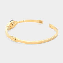 Load image into Gallery viewer, Gold Stainless Steel Stone Paved Handcuff Hinged Bangle Bracelet
