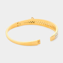 Load image into Gallery viewer, Gold Stainless Steel Stone Paved Zipper Hinged Bangle Bracelet
