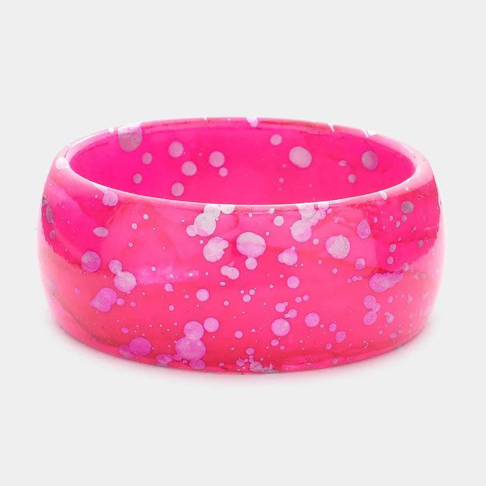 Pink Splash Print Bangle Bracelet - Jewelry Store by Erik Rayo