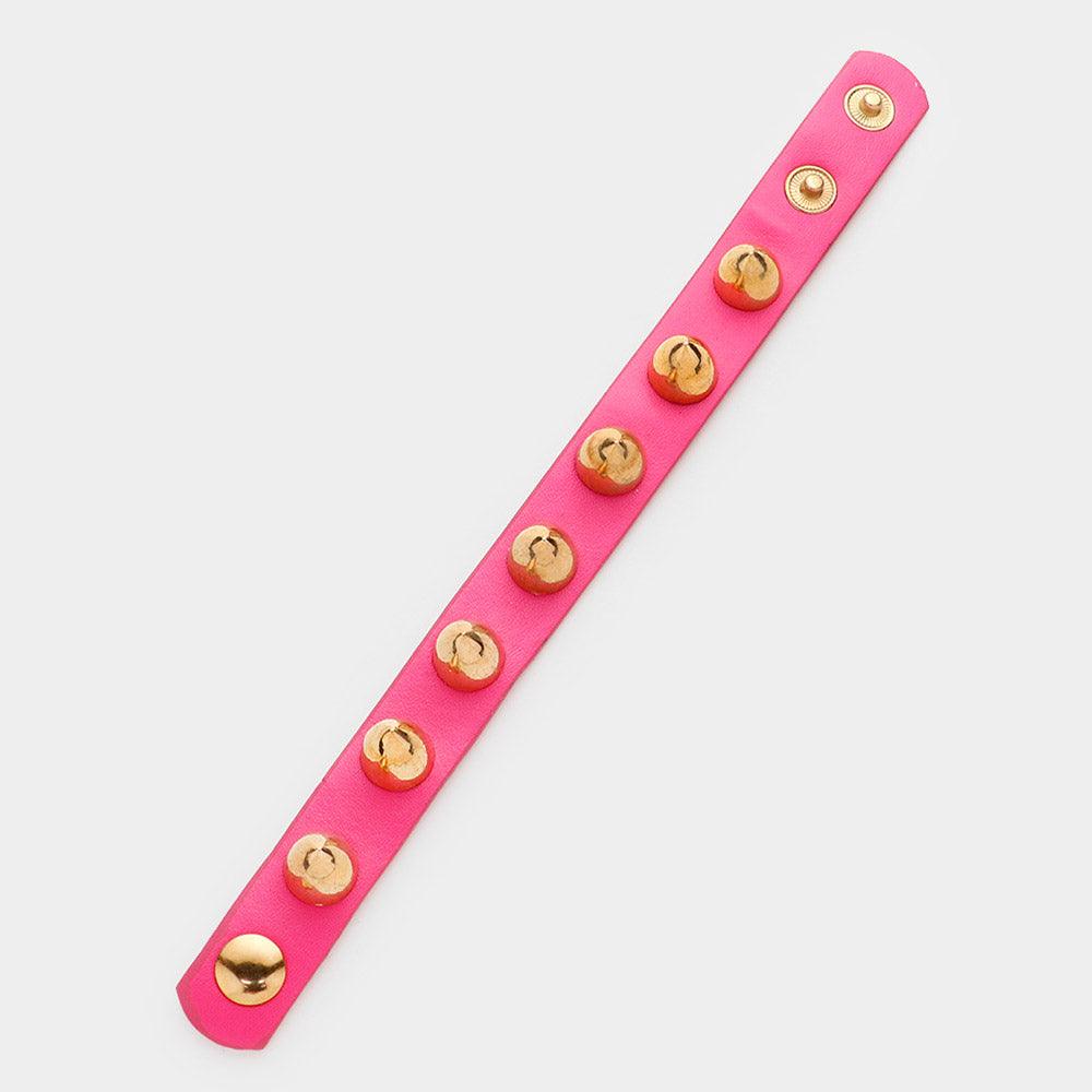 Pink Studded Leather Band Bracelet - Jewelry Store by Erik Rayo