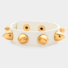 Load image into Gallery viewer, White Studded Leather Band Bracelet
